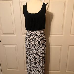 Black/Coral Maxi Dress